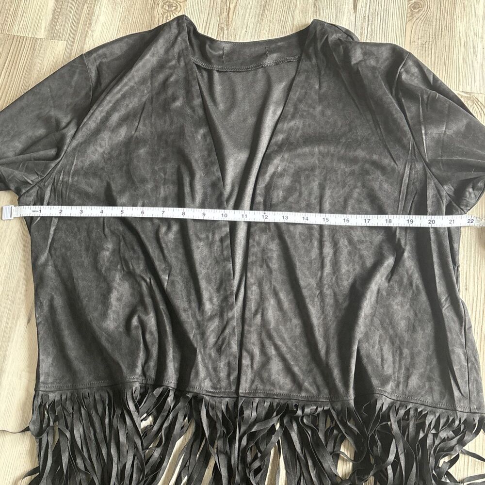 L&B (Lucky And Blessed) Black Fringe Open Jacket … - image 6